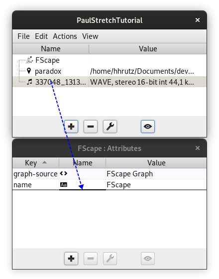 Drag-and-Drop of the Audio File onto the FScape Attribute Map