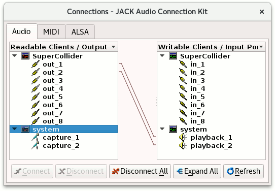 QJackCtl Connections